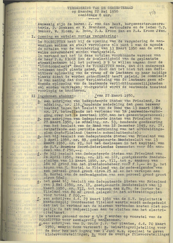 Raadsnotulen 1950-05-22