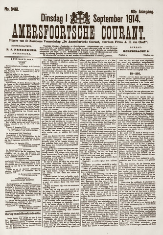 Amersfoortsche Courant 1914-09-01