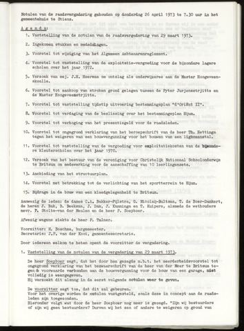 Notulen van de gemeenteraad van Leeuwarderadeel 1973-04-26