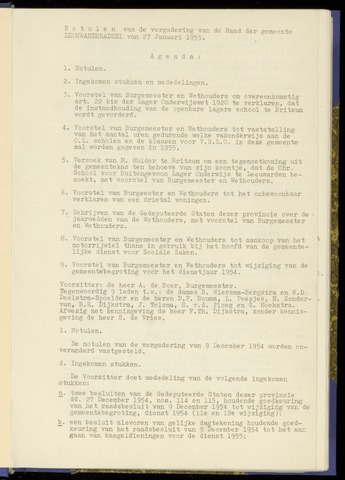 Notulen van de gemeenteraad van Leeuwarderadeel 1955-01-27