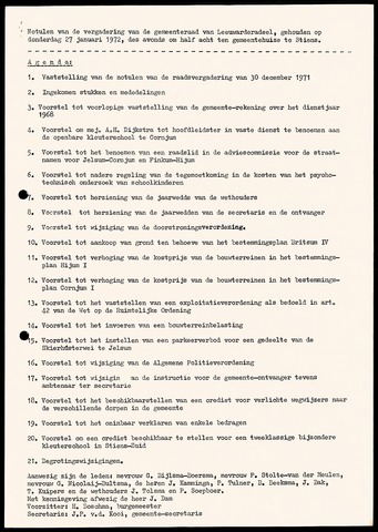 Notulen van de gemeenteraad van Leeuwarderadeel 1972