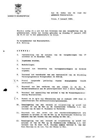 Boarnsterhim vergaderstukken gemeenteraad  1989-01-17