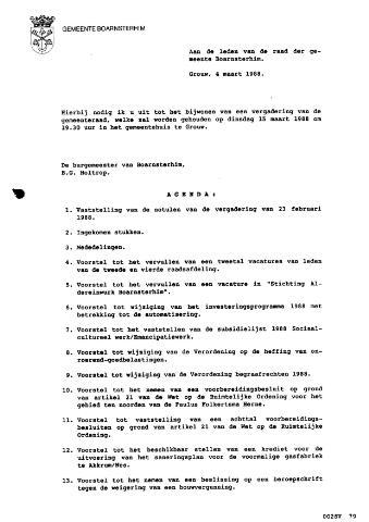 Boarnsterhim vergaderstukken gemeenteraad  1988-03-15