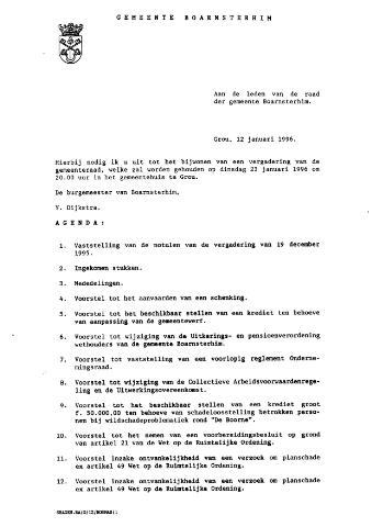 Boarnsterhim vergaderstukken gemeenteraad  1996-01-23