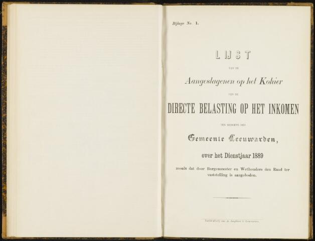 Raadsverslagen van de gemeente Leeuwarden, 1865-2007 (Bijlagen) 1889-01-01