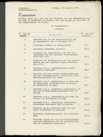 Notulen van de gemeenteraad van Leeuwarderadeel 1976-01-29
