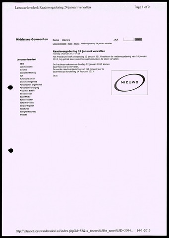 Notulen van de gemeenteraad van Leeuwarderadeel 2013-01-14