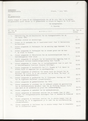 Notulen van de gemeenteraad van Leeuwarderadeel 1982-07-08