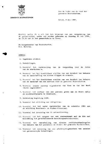 Boarnsterhim vergaderstukken gemeenteraad  1984-05-15