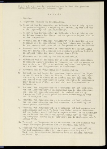 Notulen van de gemeenteraad van Leeuwarderadeel 1958-02-28