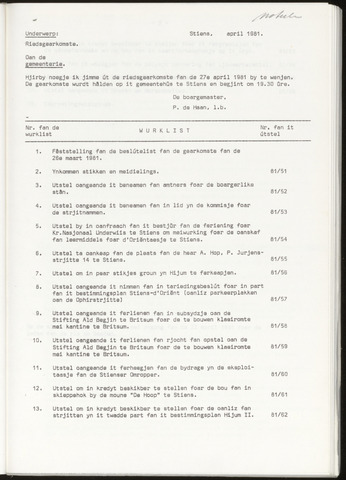 Notulen van de gemeenteraad van Leeuwarderadeel 1981-04-27