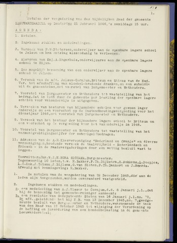 Notulen van de gemeenteraad van Leeuwarderadeel 1946