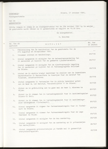 Notulen van de gemeenteraad van Leeuwarderadeel 1981-10-29