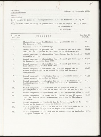 Notulen van de gemeenteraad van Leeuwarderadeel 1982-02-25