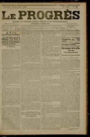 Le Progrès (1841-1914) 1911-11-12