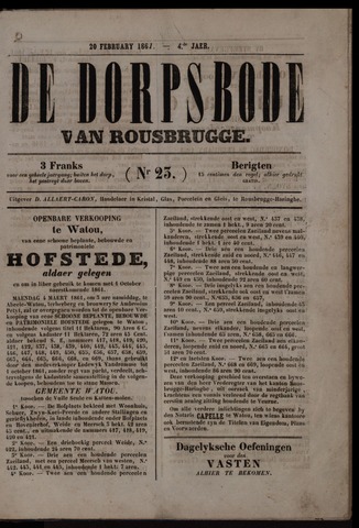 De Dorpsbode van Rousbrugge (1856-1857 en 1860-1862) 1861-02-20