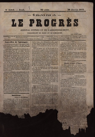 Le Progrès (1841-1914) 1873-01-30