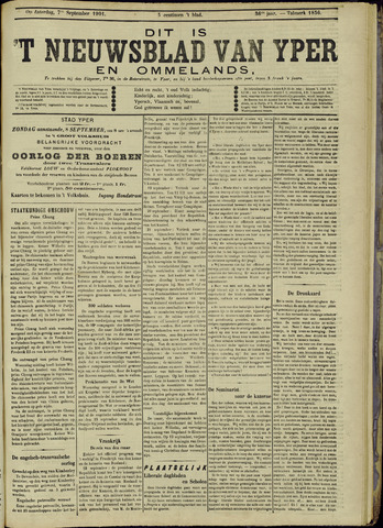 Nieuwsblad van Yperen en van het Arrondissement (1872-1912) 1901-09-07