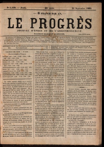 Le Progrès (1841-1914) 1885-09-24