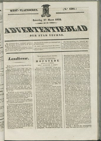 Het Advertentieblad (1825-1914) 1852-03-27