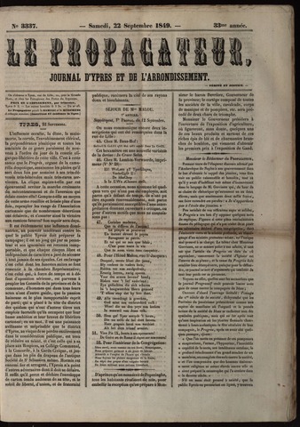 Le Propagateur (1818-1871) 1849-09-22