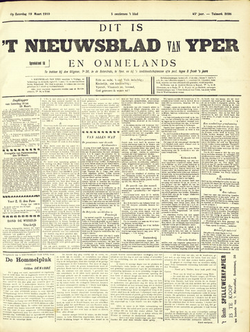 Nieuwsblad van Yperen en van het Arrondissement (1872 - 1912) 1910-03-19