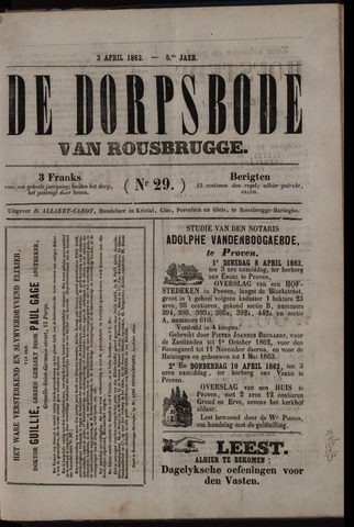 De Dorpsbode van Rousbrugge (1856-1857 en 1860-1862) 1862-04-03