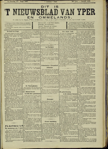 Nieuwsblad van Yperen en van het Arrondissement (1872 - 1912) 1901-08-17