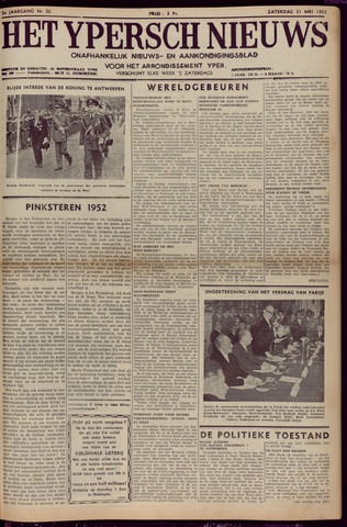 Het Ypersch nieuws (1929-1971) 1952-05-31