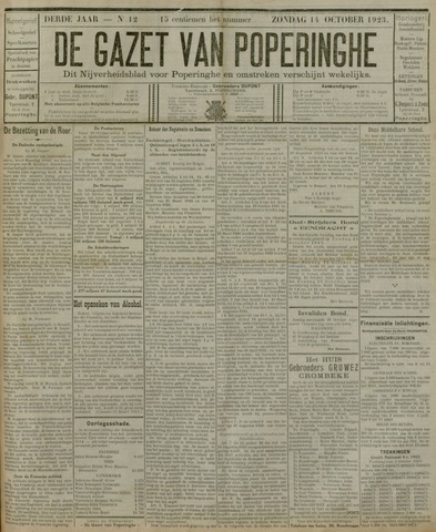 De Gazet van Poperinghe  (1921-1940) 1923-10-14