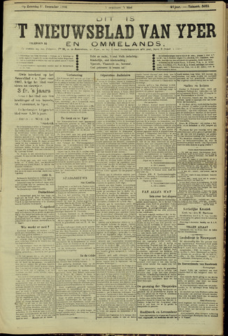 Nieuwsblad van Yperen en van het Arrondissement (1872 - 1912) 1906-12-01