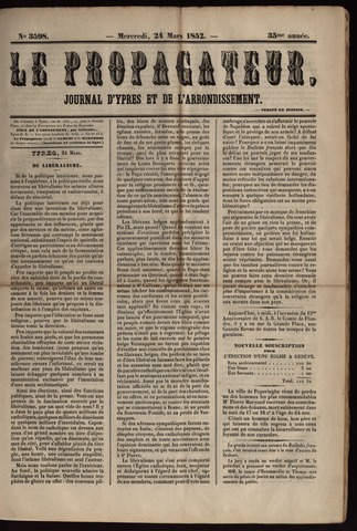 Le Propagateur (1818-1871) 1852-03-24