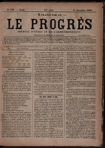 Le Progrès (1841-1914) 1881-11-17