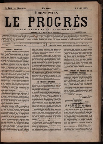 Le Progrès (1841-1914) 1882-04-09