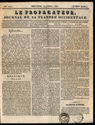 Le Propagateur (1818-1871) 1835-04-29