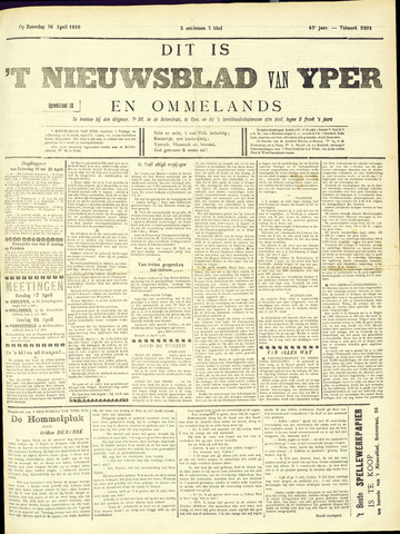 Nieuwsblad van Yperen en van het Arrondissement (1872 - 1912) 1910-04-16