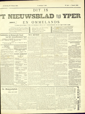 Nieuwsblad van Yperen en van het Arrondissement (1872-1912) 1910-02-26