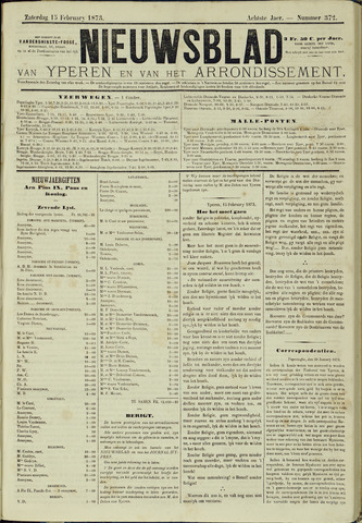 Nieuwsblad van Yperen en van het Arrondissement (1872-1912) 1873-02-15