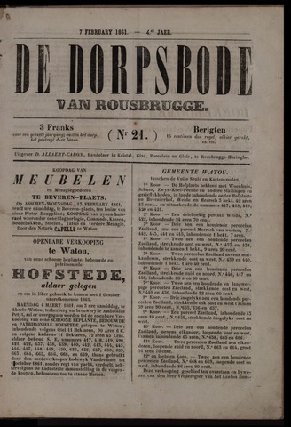 De Dorpsbode van Rousbrugge (1856-1857 en 1860-1862) 1861-02-07