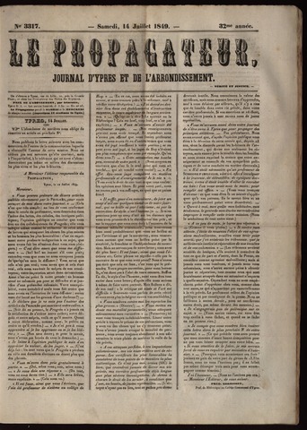 Le Propagateur (1818-1871) 1849-07-14