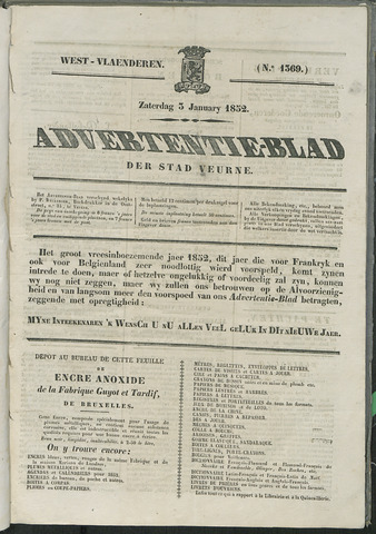 Het Advertentieblad (1825-1914) 1852-01-05