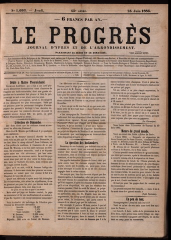 Le Progrès (1841-1914) 1885-06-25