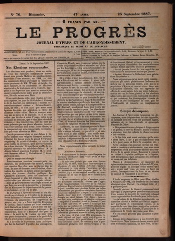Le Progrès (1841-1914) 1887-09-25
