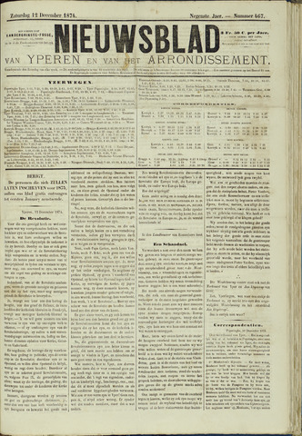 Nieuwsblad van Yperen en van het Arrondissement (1872 - 1912) 1874-12-12