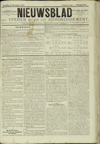 Nieuwsblad van Yperen en van het Arrondissement (1872-1912) 1874-11-14