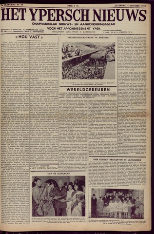 Het Ypersch nieuws (1929-1971) 1952-10-04