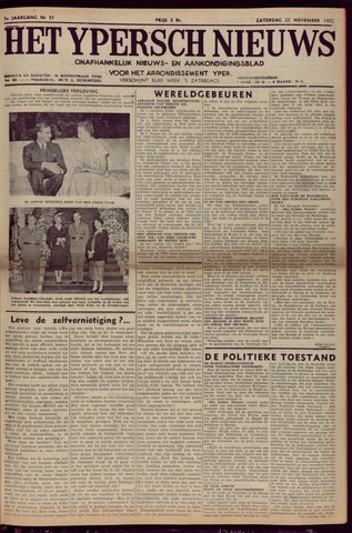 Het Ypersch nieuws (1929-1971) 1952-11-22