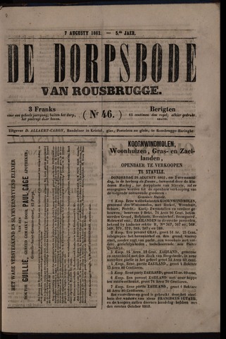 De Dorpsbode van Rousbrugge (1856-1857 en 1860-1862) 1862-08-07