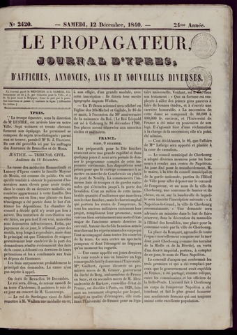 Le Propagateur (1818-1871) 1840-12-12