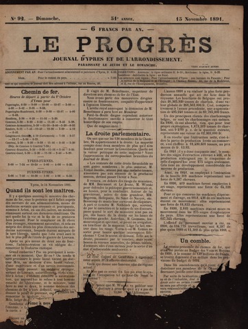 Le Progrès (1841-1914) 1891-11-15